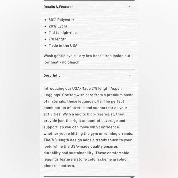 Fireside Pine Aspen/Stone Leggings Size M - Picture 11 of 12